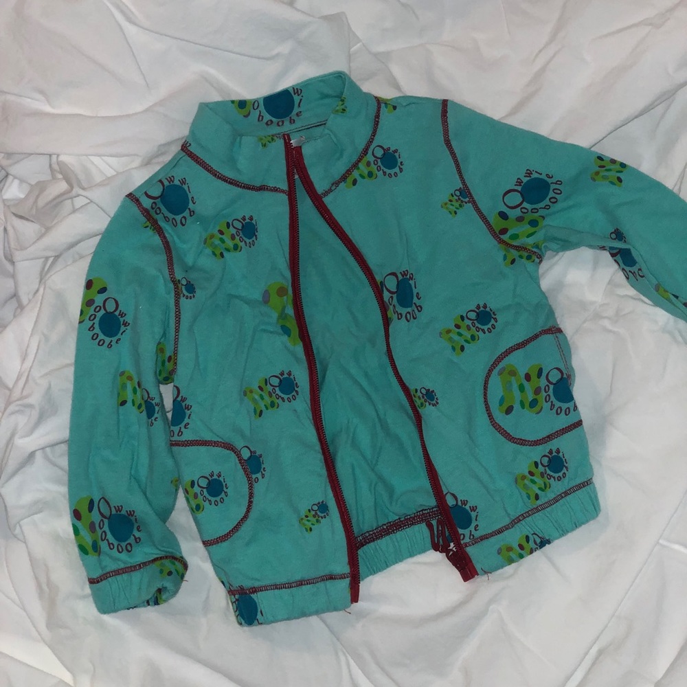 Boutique toddler zipper sweater. 18 months blue with red stitching
